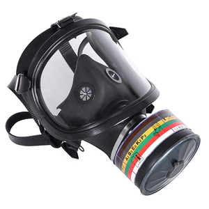 Masque à gaz intégral homologué CE, large champ de vision, noir, à fixation sur la tête, avec filtre auto-amorçant, anti-fumée, anti-poussière et anti-gaz pour incendies et volcans - Product Image 3