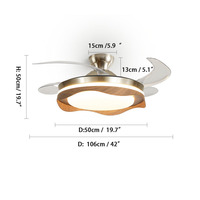 Ventilateur de plafond rétractable sans lame de 42 pouces avec lumières Lampe invisible 220V pour la maison pour interrupteur de télécommande de chambre à coucher de cuisine