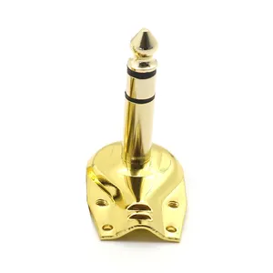 Gold Plated 3Pole 6.35mm Mono Jack 90 Degree Right Angle L Type Plug 6.35mm Guitar Phono Pancake 1/4 Inch Connector
