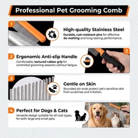 Peigne anti-puces pour animaux de compagnie en acier inoxydable, brosse de toilettage pour chiens, outil de retrait des poils, fournitures de nettoyage pour chats et chiens