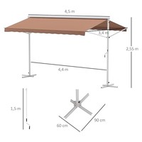 Toldo de aluminio de doble cara Patio dosel Jardín con abrazadera de manivela y marco de aluminio a la venta