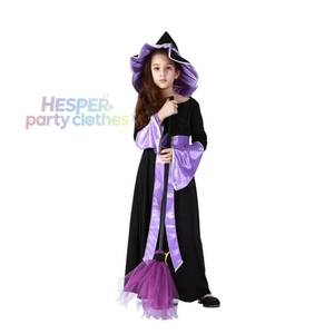 Robe de sorcière noire et violette pour filles, costume de cosplay d'Halloween pour enfants - Product Image 1