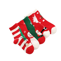 Chaussettes de Noël rouges festives d'hiver, chaussettes de dessin animé unisexes, chaussettes en tricot, spandex/polyester/coton, décontractées, petites et grandes tailles