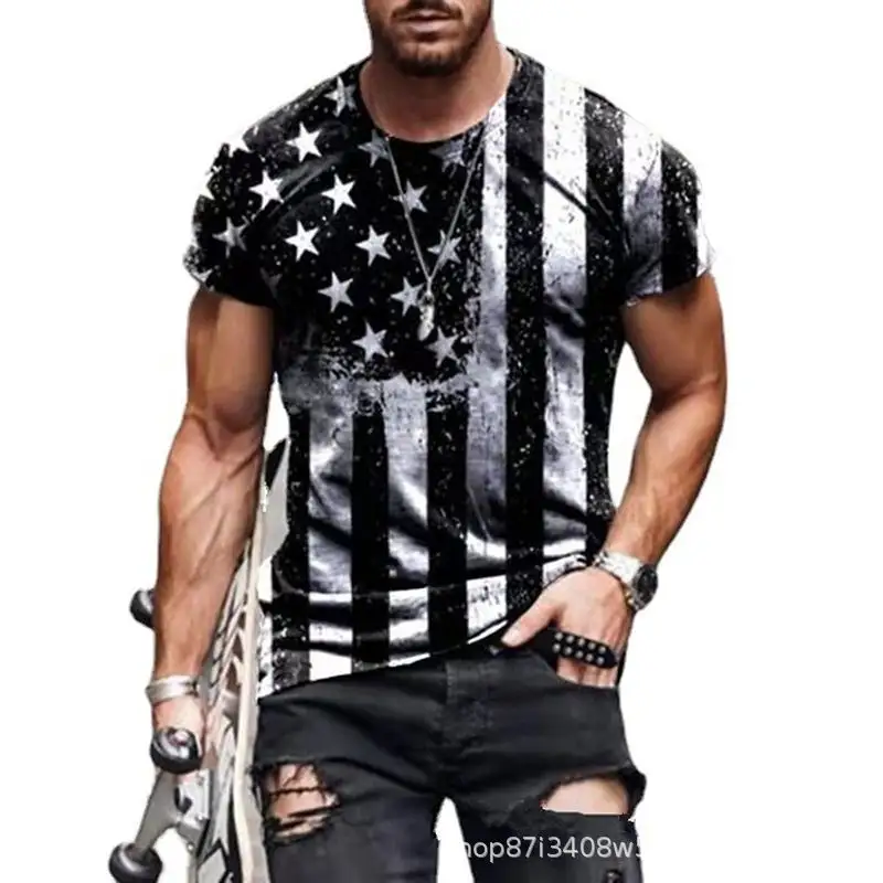 Assorted Digital Print Short Sleeve Classic Adult Outfit Tops Body Fit Clothing Shirt Male Clothes Men's T shirts