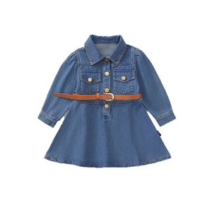 Novo Vestido de Jeans para Meninas, Manga Longa, Casual, com Cinto, para Primavera e Outono - Product Image 6