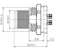 Connecteur circulaire M12 X-Coded, étanche IP67, boîtier en laiton, fiche mâle pour soudure sur circuit imprimé, montage sur panneau arrière, prise