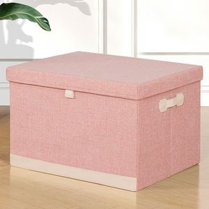 Collapsible Storage Boxes with Lids Fabric Storage Bins Cubes Organizer Containers <b>Baskets</b> with Handles - Product Image 6