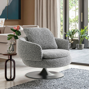 Poltrona Girevole di Lusso, Arredamento Moderno per Soggiorno di Villa, Poltrona Relax in Tessuto - Product Image 1