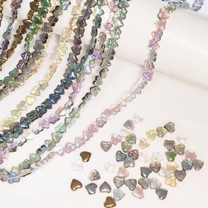 ลูกปัดแก้วสีเมทัลลิค6มม. ลูกปัดแก้วหัวใจพีชเครื่องประดับทำมือ DIY เสื้อผ้าเครื่องประดับ - Product Image 1