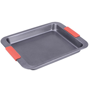 ถาดอบขนมทรงสี่เหลี่ยมผืนผ้า ด้ามจับซิลิโคน เคลือบสารกันติด ทำจากเหล็กกล้าคาร์บอน ใช้กับเตาอบได้ สำหรับอบขนม - Product Image 1