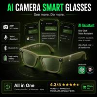 Lunettes Intelligentes IA avec Étui de Recharge Magnétique, Vidéo 2K, Traduction en Temps Réel Contrôlée par Application, Appels Téléphoniques, Lecteur de Musique et Image