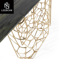 Table de console italienne de luxe haut de gamme avec plateau en marbre