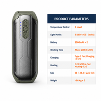 Chauffe-mains magnétique rechargeable 6000 mAh, 3 modes d'éclairage, logo personnalisé OEM ODM, chauffe-mains réutilisable, cadeau pour l'hiver, le camping en plein air