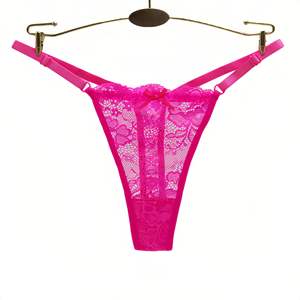 String sexy en dentelle ajustable pour femmes, taille basse, culotte ajourée, sous-vêtements respirants, lingerie - Product Image 5