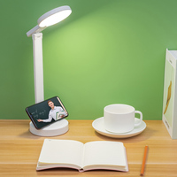 Lampe de lecture simple à tête ronde, mémoire de luminosité, trois niveaux de gradation, charge USB, lampe de bureau LED