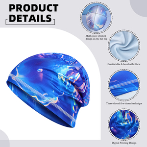 Schnell Trocknende Atmungsaktive Unisex-Mütze, Fahrrad-Skullcap, Bedruckter Helmfutter, Schweißableitende Outdoor-Mütze für Reisen, Laufen, Wandern und Sport - Product Image 5