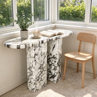 Table console moderne de luxe en marbre veiné noir et blanc, écologique, pour salon et chambre dans les maisons haut de gamme