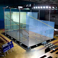 Offres Spéciales personnalisé squash intérieur cour mur de verre montage avec lampes et parquet pour terrains de squash
