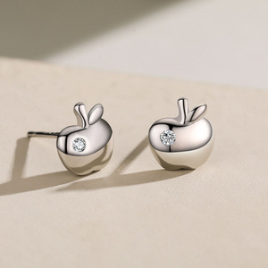 Boucles d'oreilles en argent sterling S925 personnalisables, version cuivre, zircon rond taillé inspiré des fruits, un cadeau de la Saint-Valentin pour femmes - Product Image 6