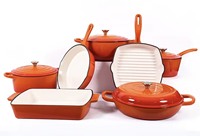 Ensemble de 7 casseroles de luxe en fonte émaillée pour mariage : faitout, poêle, grill et casserole à lait