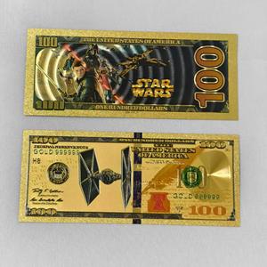 Ensemble de billets de banque en feuille d'or de 100 dollars Star Wars 2026 - Cadeau de collection Darth Vader & Luke Skywalker pour les fans de films - Product Image 3