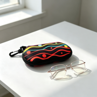 Étui à lunettes noir en néoprène avec fermeture éclair, durable, léger, moderne et élégant, pour le rangement des lunettes