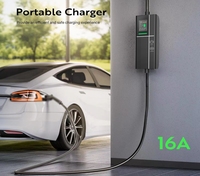 Pengisi daya mobil elektrik dapat disesuaikan Mode 2 pengisi daya EV portabel 16A 5M 11KW tipe 2 rumah dengan colokan CEE merah