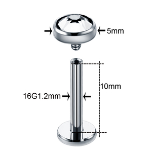 Titanio internamente roscado CZ cristal <span class=keywords><strong>Labret</strong></span> Stud Monroe Piercing pendiente Stud cartílago Tragus Piercing labio Piercing joyería - Product Image 3