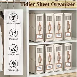 Foldable <b>Bed</b> Sheets <b>Set</b> Organizers and Storage Linen Fabric Closet Organizers with Window Folding <b>Bed</b> Storage Box for Bedsheet - Product Image 5