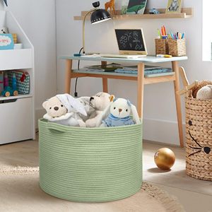 Extra <b>Large</b> Green <b>Basket</b> 22" X 22" X 14" Woven Cotton Rope <b>Baskets</b> for Blankets Nursery Laundry <b>Basket</b> Cute Kids Toy <b>Storage</b> Bin - Product Image 4