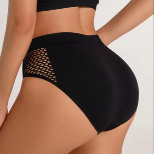 PASUXI Novedad: Bragas de malla sin costuras de cintura alta para mujer, transpirables, de algodón hueco, de talle bajo y corte alto - Product Image 3