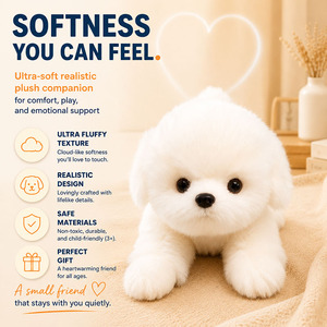 Fabricant de jouets en peluche réalistes pour chiens maltesiens OEM, logo personnalisé, marque privée, fournisseur en gros d'animaux en peluche - Product Image 4