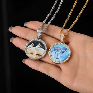 Custom Iced Out Zircon Memory Photo <b>Locket</b> Pendant Hip Hop Style Silver Plated Necklace - Product Image 6