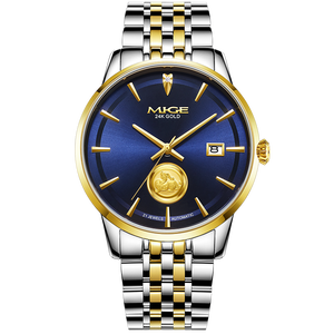 Reloj mecánico automático para hombre, correa de acero inoxidable de 42 mm, tono dorado, moda de lujo, indicador de fecha analógico - Product Image 6