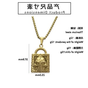 Yunnique – collier avec pendentif cadenas en forme de crâne, en acier inoxydable doré, pour hommes et femmes, bijoux Hip Hop pour danse de rue - Product Image 2