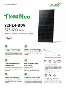 แผงโซลาร์เซลล์แบบโมโนคริสตัลไลน์สองหน้า N-Type HJT HBC กำลังไฟ 575W-600W พร้อมใบรับรอง CE - Product Image 1