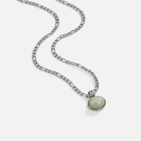 Collier en acier inoxydable hypoallergénique avec pendentif en aventurine naturelle et chaîne Figaro vintage pour femme - Vente en gros de bijoux