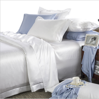 Queen King Size personnalisé 100% draps de lit en soie de mûrier Textiles de maison