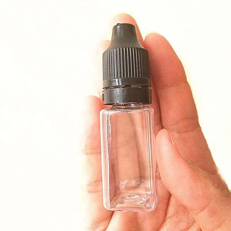 Best selling 10ml children's pressed anti-theft lid PET plastic square bottle for reagent bottles eye medicine water bottles