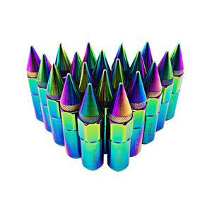 Écrous de roue 60 mm en alliage d'aluminium couleur arc-en-ciel pour la mise à niveau des roues de voiture, lot de 20 pièces - Product Image 1