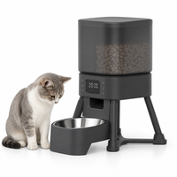 Distributeur automatique de nourriture pour animaux de compagnie USMILEPET avec double bac de 4 L, bol surélevé, distributeur de nourriture pour chats et chiens, bac à friandises, contrôle par application