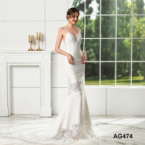 Vente des fournisseurs <span class=keywords><strong>2023</strong></span> <span class=keywords><strong>Robe</strong></span> de mariée de luxe de marque de créateur, dos en dentelle transparente croisée, élégante, pour <span class=keywords><strong>mariage</strong></span> <span class=keywords><strong>civil</strong></span>, blanche, coupe sirène - Product Image 1
