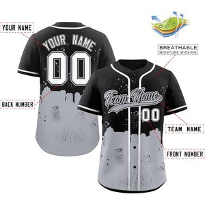 Camiseta de Béisbol Personalizada con Diseño de Grafiti Sublimado, Absorbente de Humedad, Unisex, para Adultos, con Nombre y Número del Equipo, Estilo Hip Hop - Product Image 2