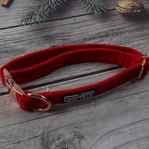 <span class=keywords><strong>Collar</strong></span> de perro de terciopelo suave y sólido de diseño de lujo de fábrica Okeypets, cuello ajustable, tamaño de logotipo personalizado, <span class=keywords><strong>Collar</strong></span> para perros pequeños y medianos - Product Image 4