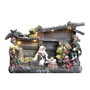 LED Resin Crafts Creative Fashion Nativity Manger Notre Dame Mary Statue Religious Series Home Decoration - Product Image 2