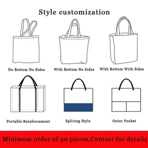 Bolsa de Compras de Algodón Ecológica, Material Natural, Color Crema Beige y Negro, Bolsa de Tela Lisa para Supermercado - Product Image 5