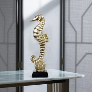 Lámina <span class=keywords><strong>de</strong></span> oro ecológica, artesanía <span class=keywords><strong>de</strong></span> nicho <span class=keywords><strong>de</strong></span> alta gama, resina, hipocampo, Concha, figura <span class=keywords><strong>de</strong></span> Animal, mueble <span class=keywords><strong>de</strong></span> TV <span class=keywords><strong>de</strong></span> Navidad, decoración del hogar - Product Image 3