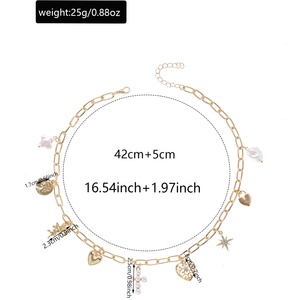 Collier de plage d'été superposé style bohème en émail irrégulier motif floral, avec breloques animaux marins, coquillages, conques et étoiles de mer - Product Image 5