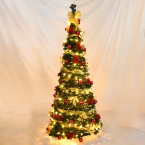Árbol de Navidad Artificial Retráctil y <span class=keywords><strong>Plegable</strong></span> de PVC y PE, Preiluminado con LED, Fácil de Instalar, Personalizable al por Mayor - Product Image 1