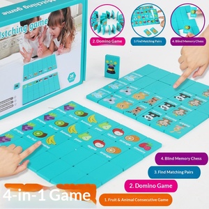 Juguete Educativo de Madera para Niños, Juego 4 en 1, Dominó, Ajedrez de Memoria y Rompecabezas de Entrenamiento Mental, para 2 Jugadores, Ecológico - Product Image 1
